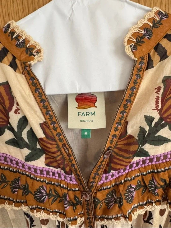 Farm Rio - Ainika Ruffled Mini Dress Small - Picture 2 of 6